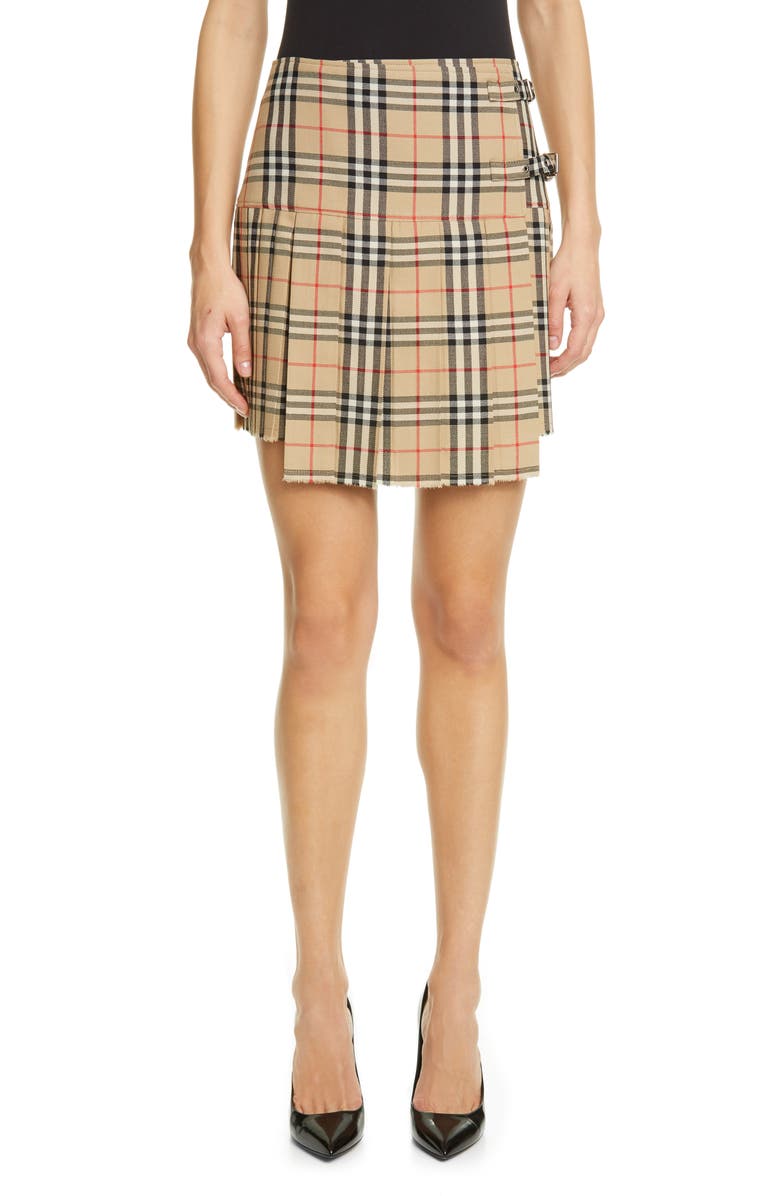 Burberry Zoe Vintage Check Asymmetrical Wool Kilt, Main, color, 