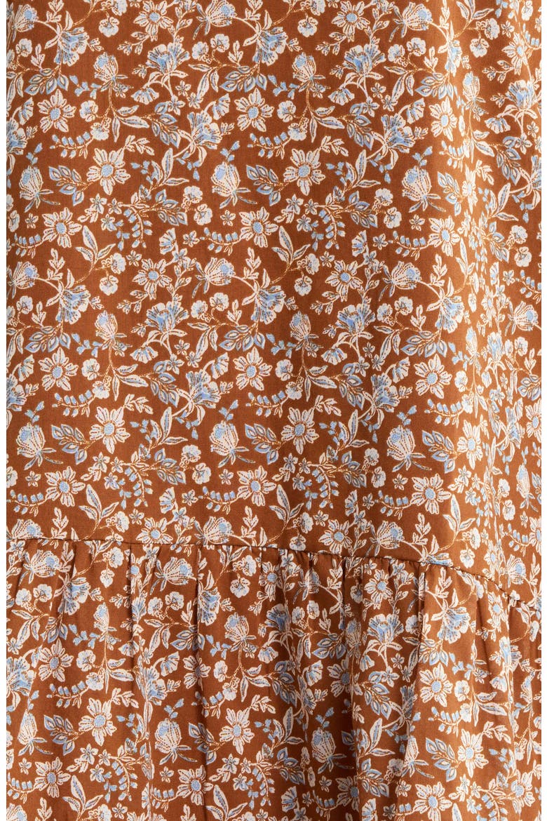 Ramsey Ditsy Floral Print Long Sleeve Minidress, Alternate, color, BROWN MULTI