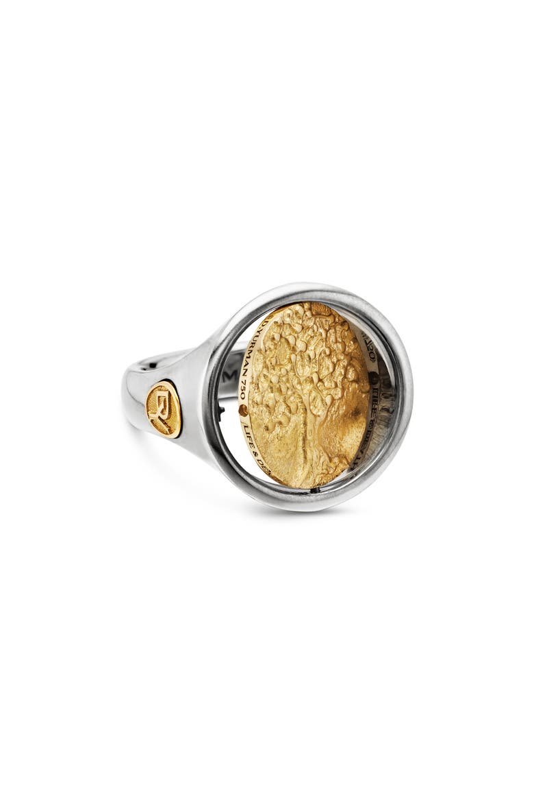 Life & Death Duality Signet Ring in Sterling Silver with 18K Yellow Gold, Alternate, color, STERLING SILVER W/ 18K GOLD