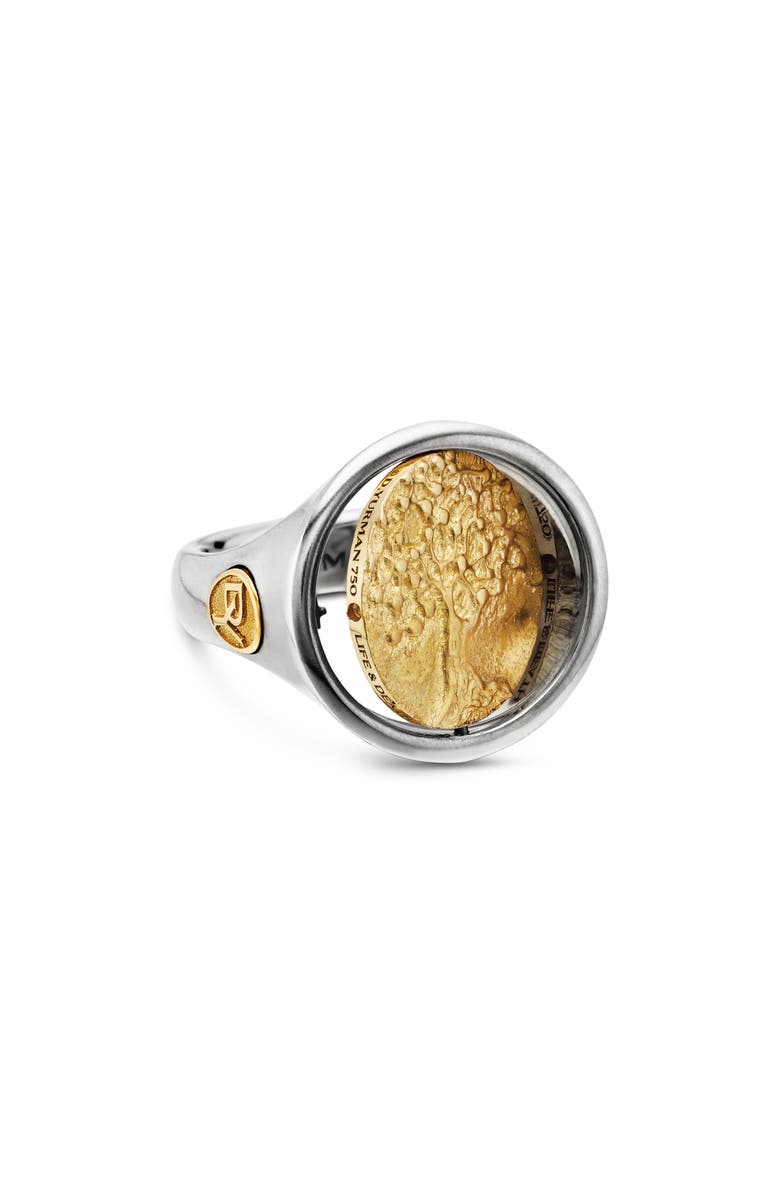 David Yurman Life & Death Duality Signet Ring in Sterling Silver with 18K Yellow Gold, Alternate, color, Sterling Silver W/ 18K Gold