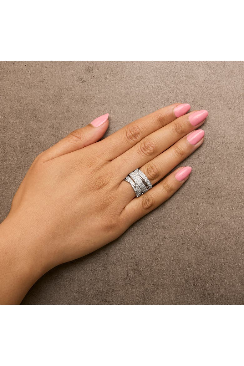 Silver 2.00 Cttw Diamond Overlapping Bypass Band Ring, Alternate, color, Silver