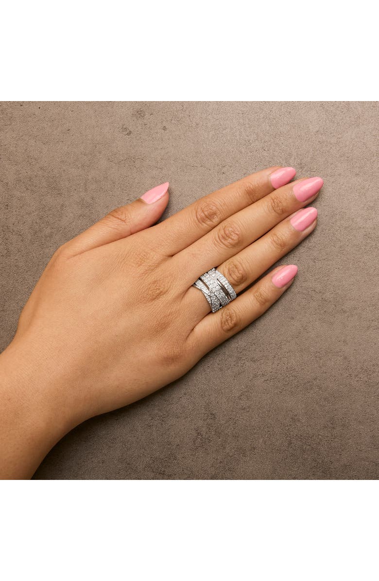 Haus of Brilliance Silver 2.00 Cttw Round-Cut Diamond Overlapping Bypass Band Ring, Alternate, color, Silver