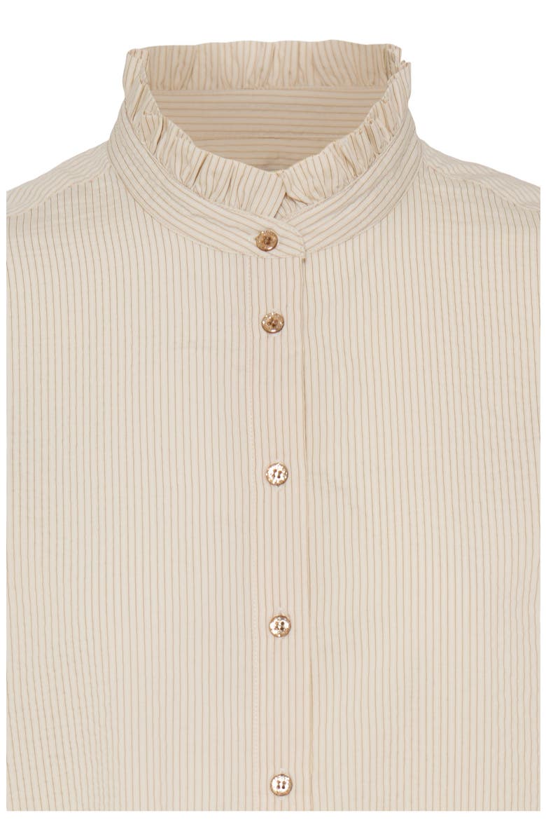 Luanna Ruffle Collar Striped Shirt, Alternate, color, BIRCH/TOASTED COCONUT STRIPE