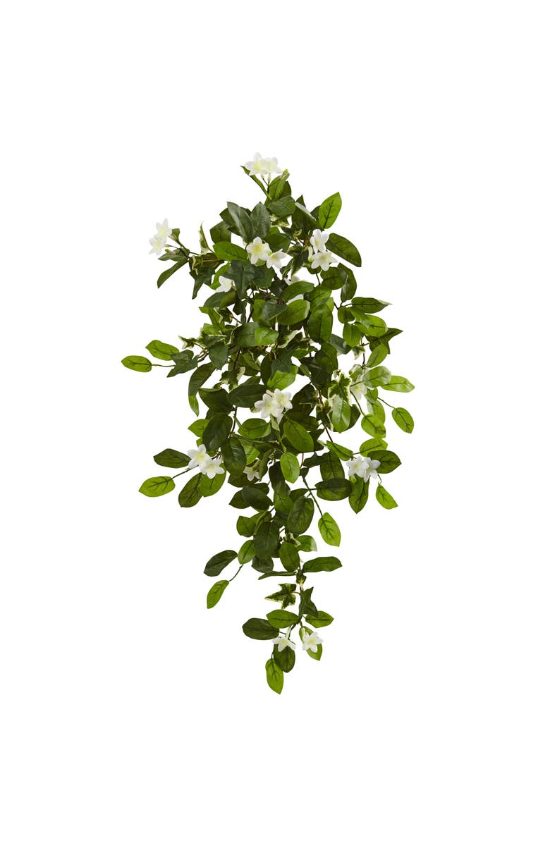 NEARLY NATURAL 19-in Mixed Stephanotis & Ivy Hanging Artificial Plant, Main, color, Green