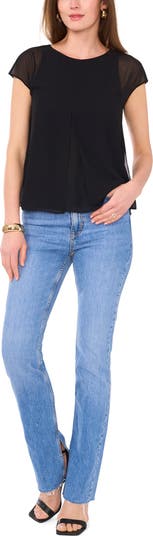 Mesh Overlay Georgette Top