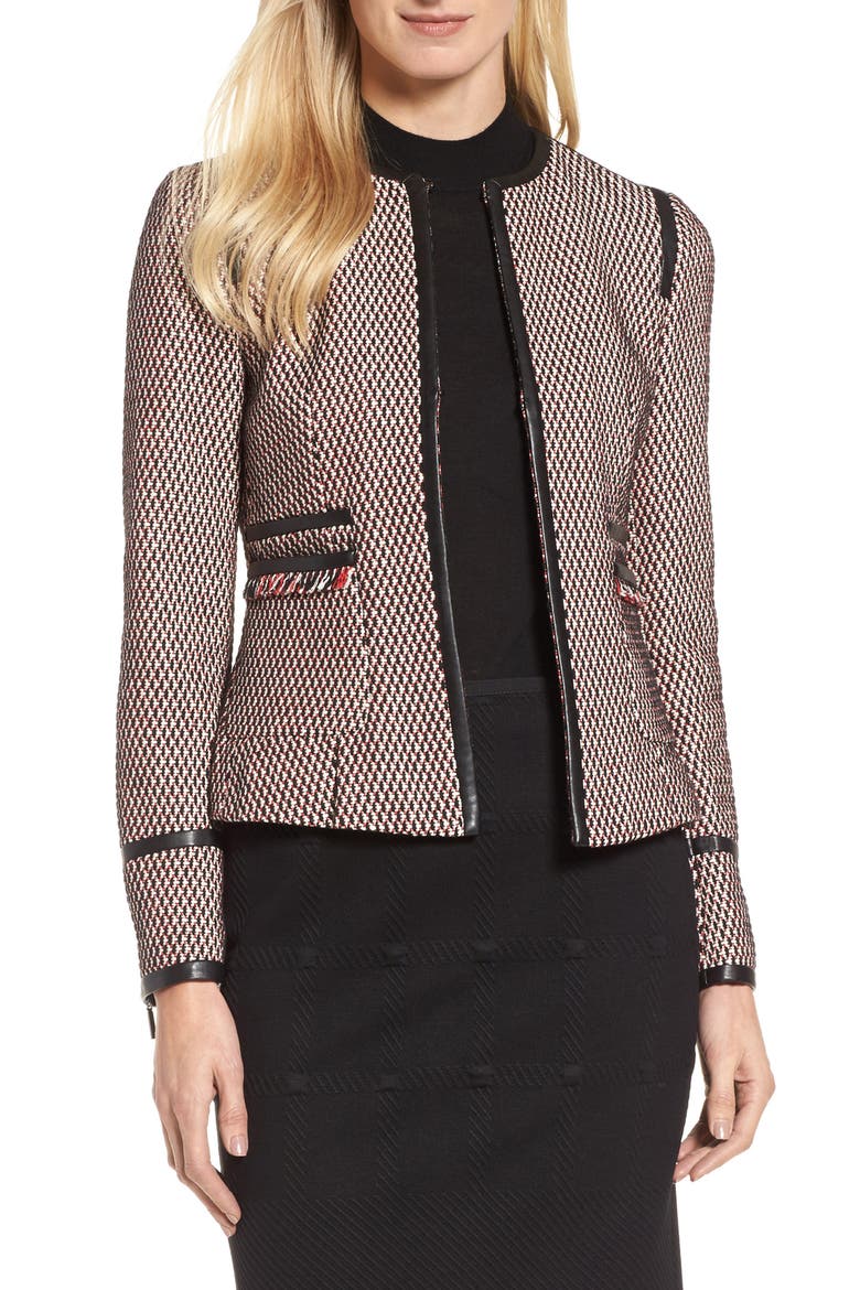 Keili Collarless Tweed Jacket, Main, color, VANILLA FANTASY