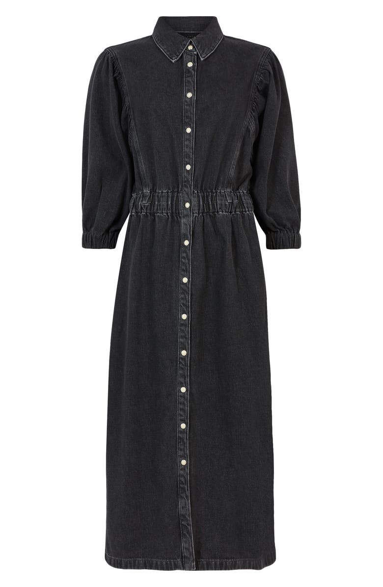 AllSaints Osa Puff Sleeve Denim Midi Shirtdress, Alternate, color,
