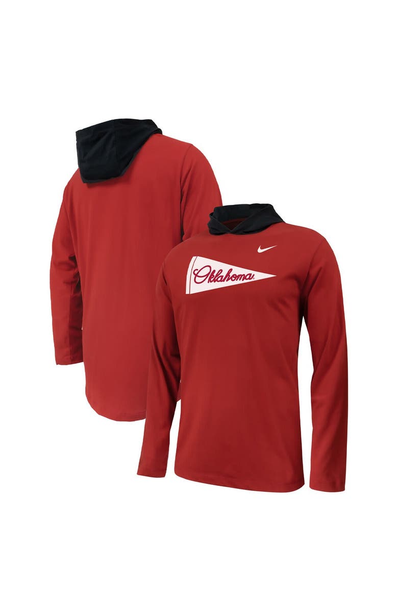 Nike Youth Nike Crimson Oklahoma Sooners Sideline Performance Long Sleeve Hoodie T-Shirt, Main, color, Crimson