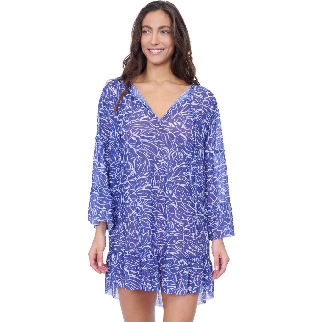 Profile By Gottex Tulip Mesh Tunic With Flounce Coverup In Royal