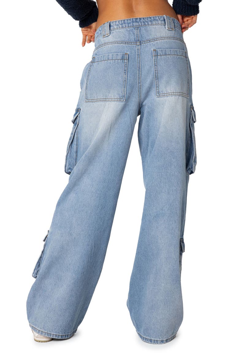 Tara Low Rise Cargo Jeans, Alternate, color, BLUE-WASHED