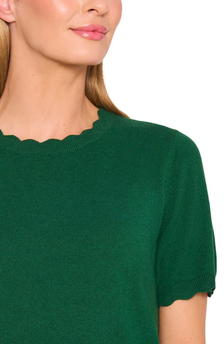 CeCe Scallop Neck Sweater, Alternate, color, Alpine Green