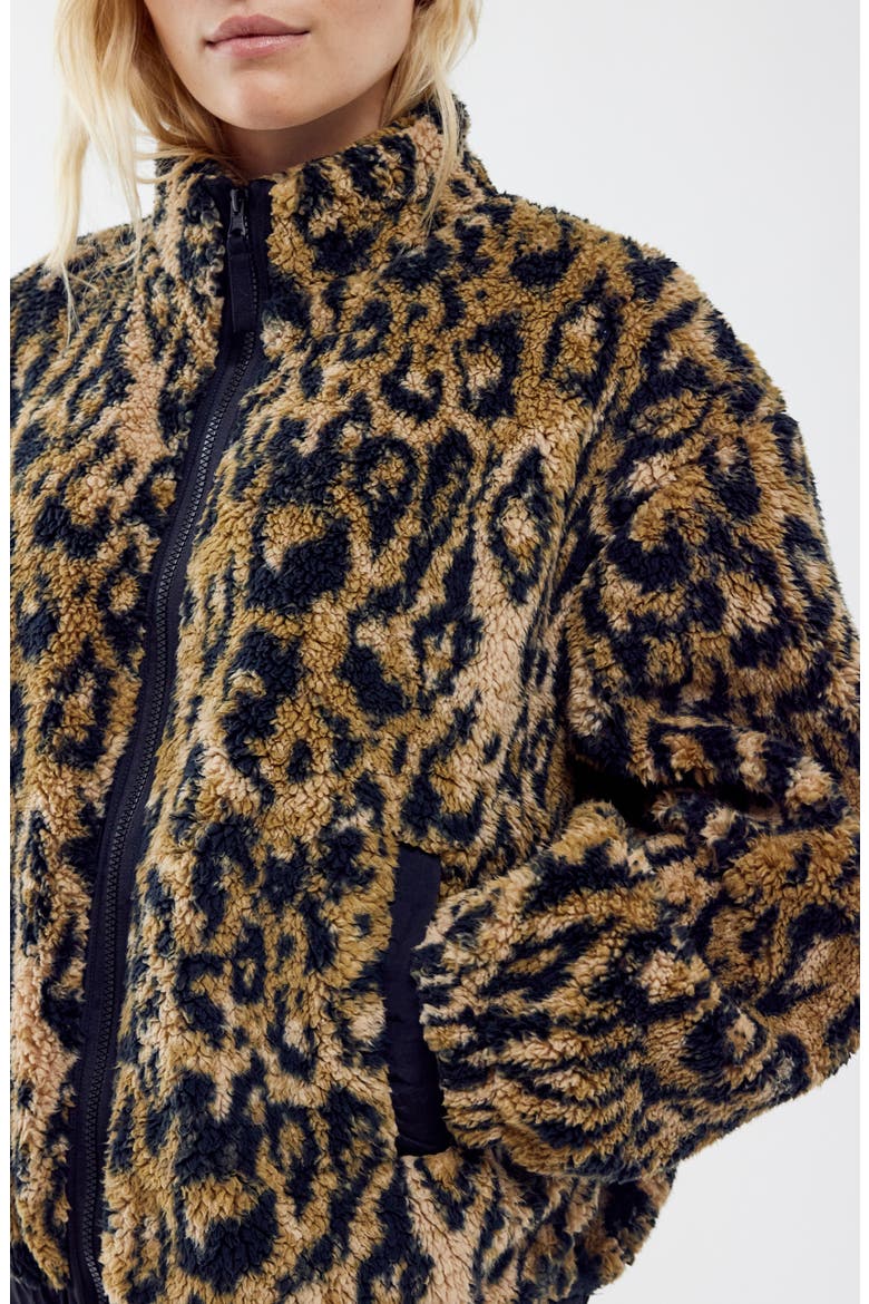 Print Fleece Boxy Jacket, Alternate, color, LEOPARD