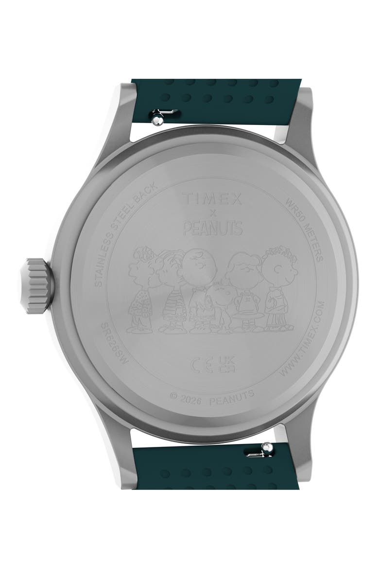 Peanuts Expedition Scout Silicone Strap Watch, Alternate, color, GREEN