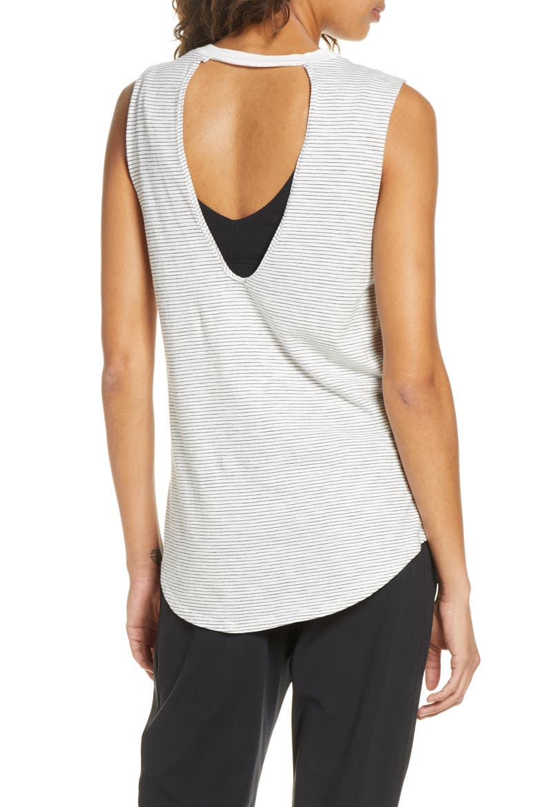 Stripe Open Back Tank Top, Alternate, color, WHITE BLANC