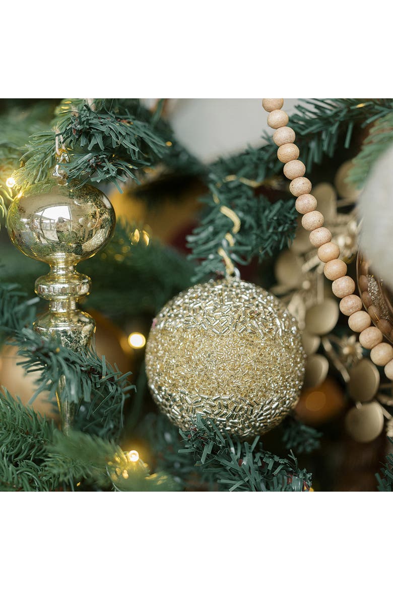 Shimmery, Round Jute Christmas Ornaments, Alternate, color, Earth tones