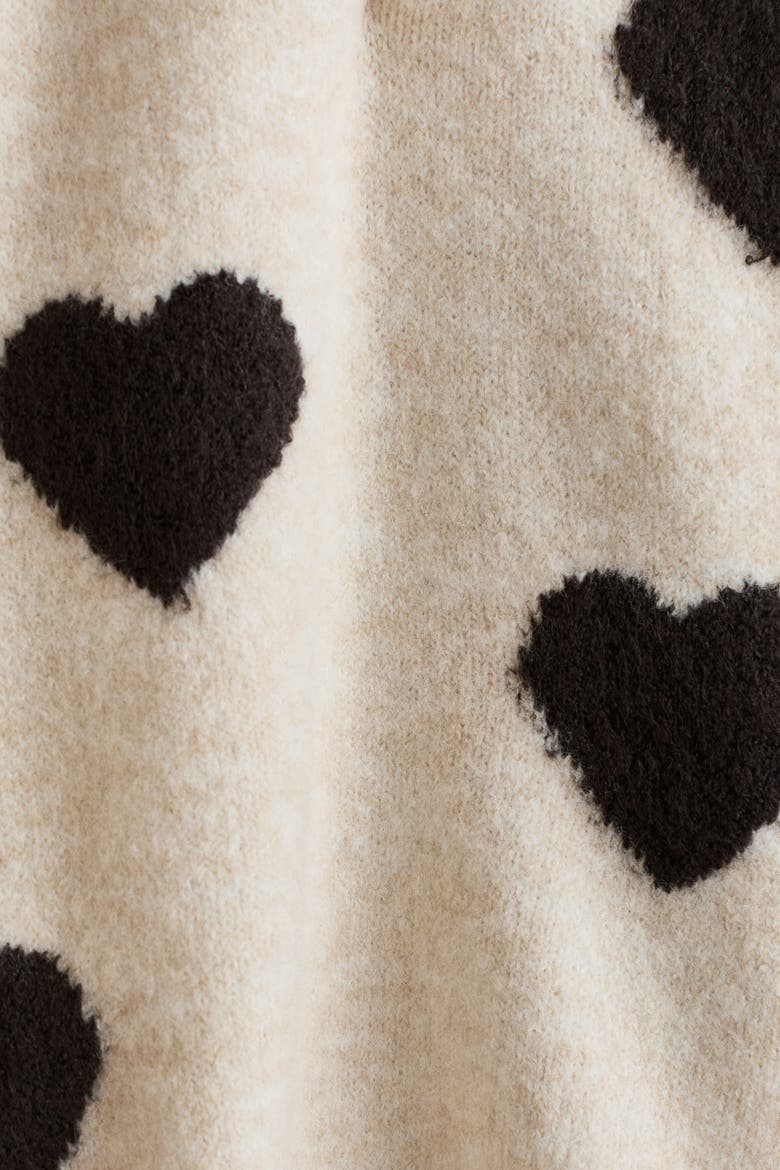 Jacquard-Knit Sweater, Alternate, color, Light beige melange/hearts