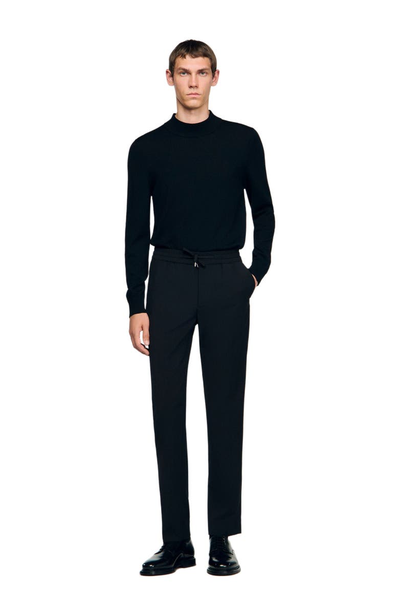 SANDRO Elasticated straight-leg trousers, Alternate, color, Black