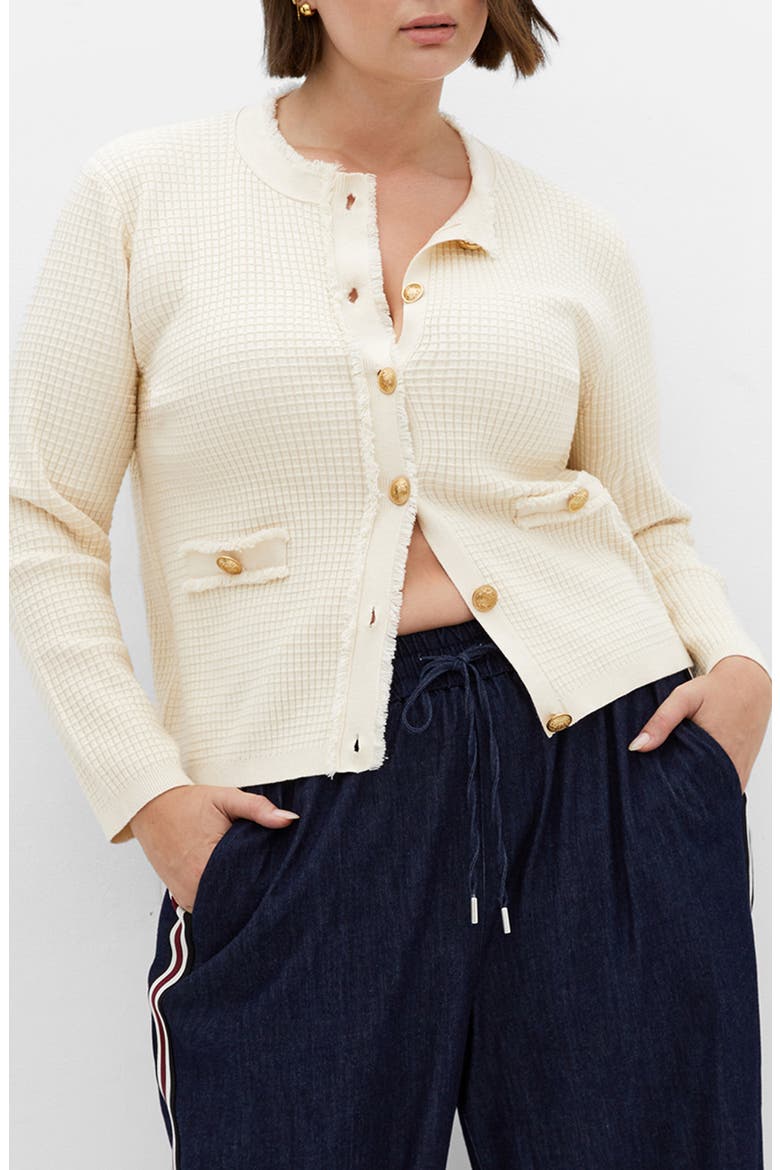 Cleo Textured Knit Cardigan, Main, color, CREAM