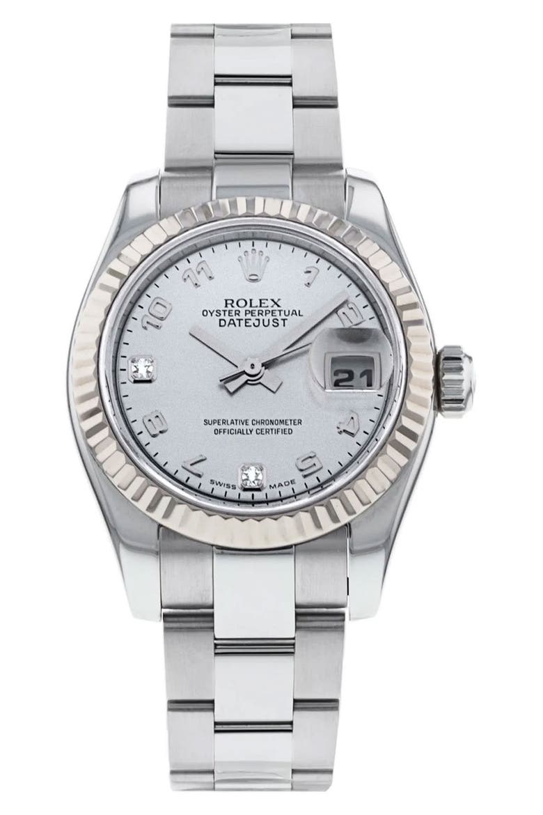 Rolex Preowned Lady DateJust Diamond Bracelet Watch, 28mm, Main, color, STEEL