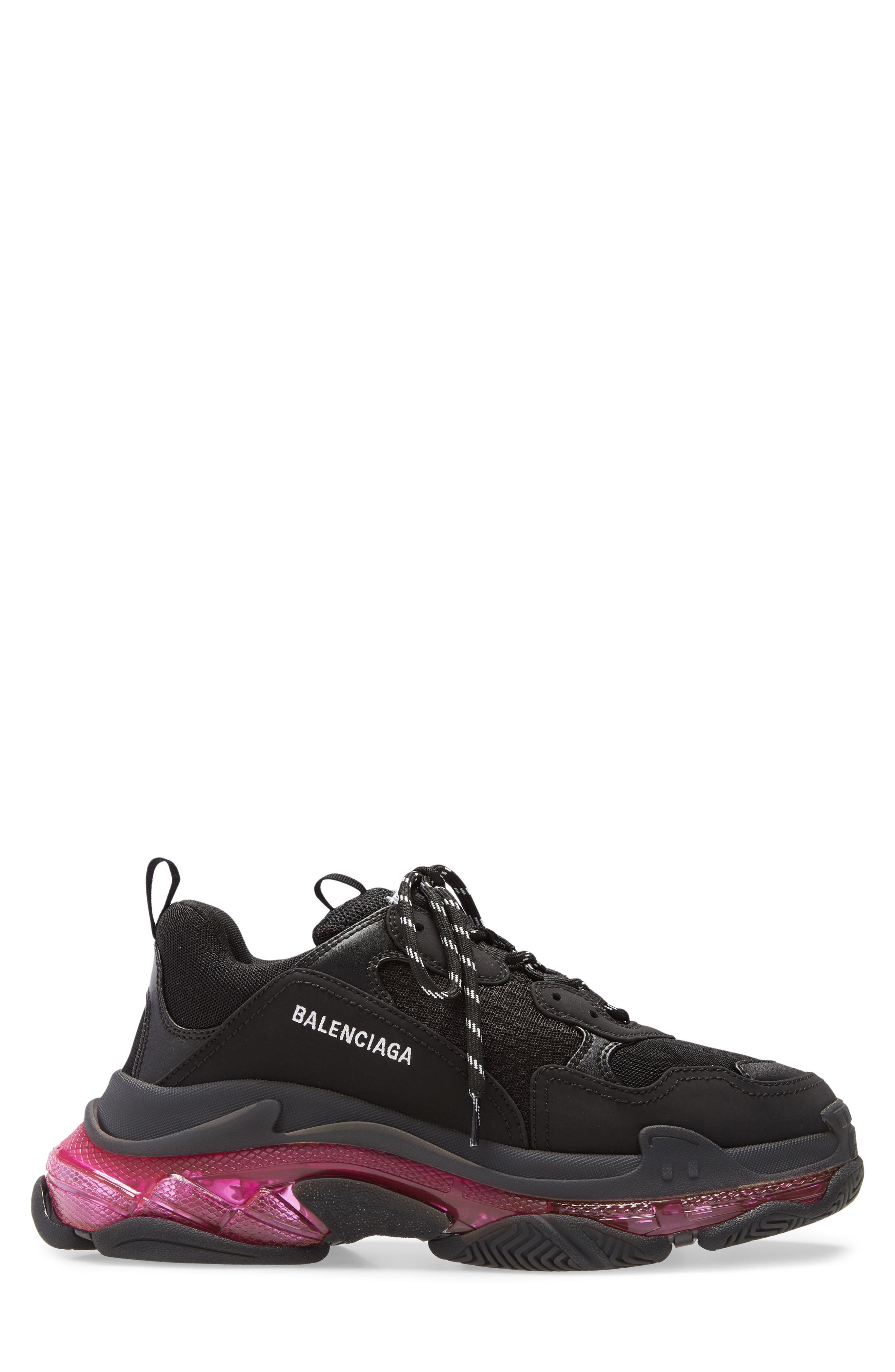 Triple-S Air Retro Sneaker, Alternate, color, BLACK/ PINK NEON