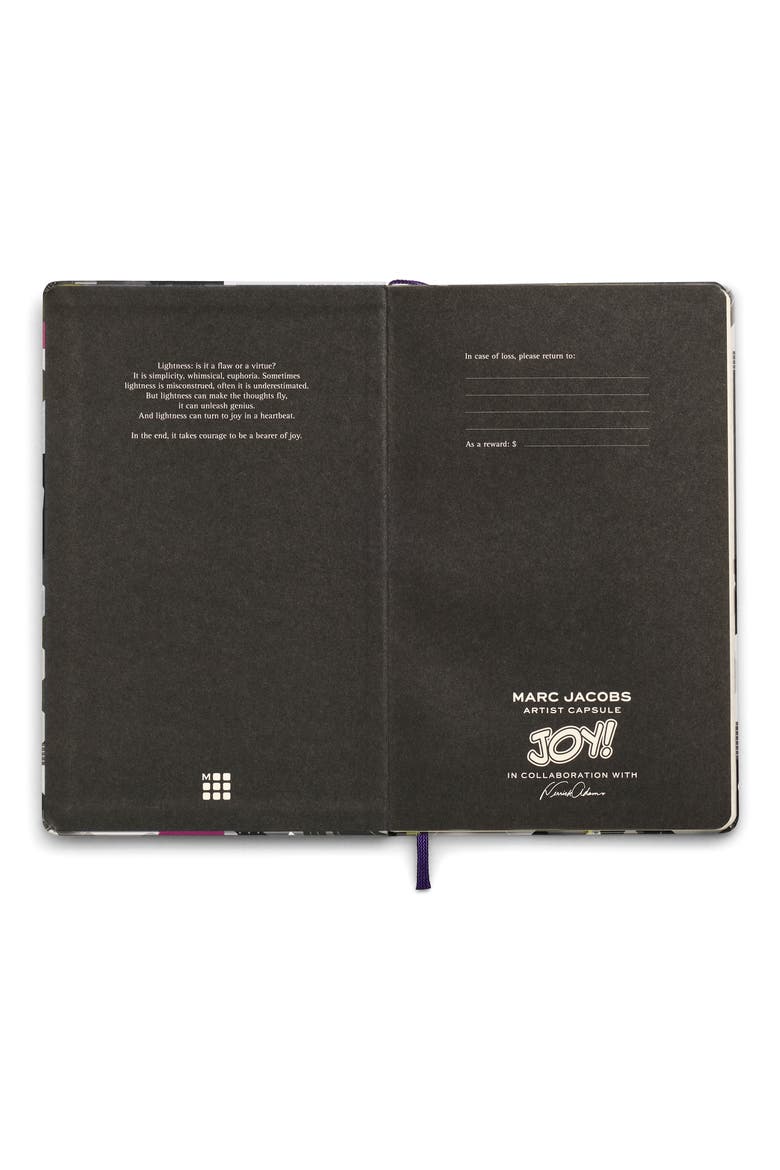 x Marc Jacobs Joy Large Hard Cover Ruled Notebook, Alternate, color, MAGENTA / BLACK DICE