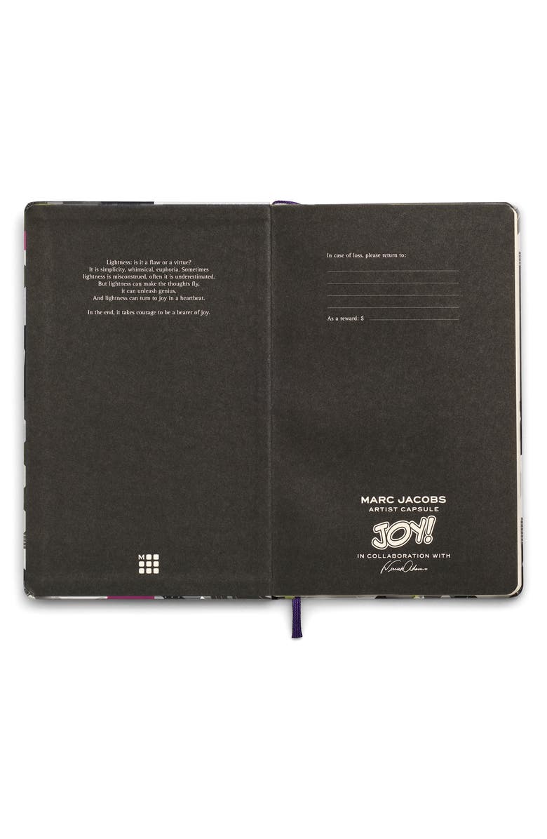 Moleskine x Marc Jacobs Joy Large Hard Cover Ruled Notebook, Alternate, color, Magenta / Black Dice