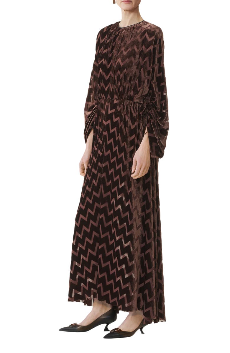 Lanvin Devoré Velvet Dress, Main, color, Mocha