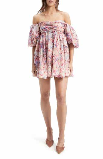 Bardot Kali Tuck Floral Off The Shoulder Minidress