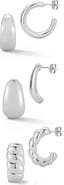 CHLOE AND MADISON Set of 3 Hoop Earrings