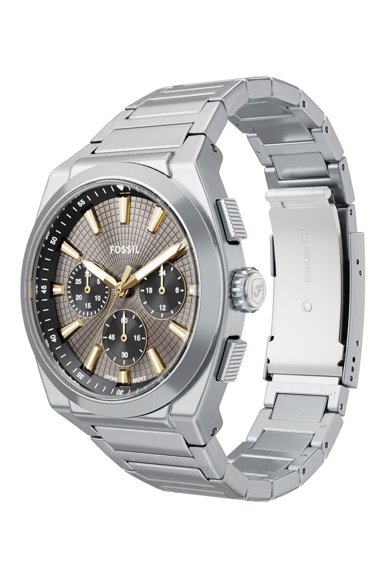 Everett Chronograph Bracelet Watch, 42mm, Alternate, color, SILVER/ GREY