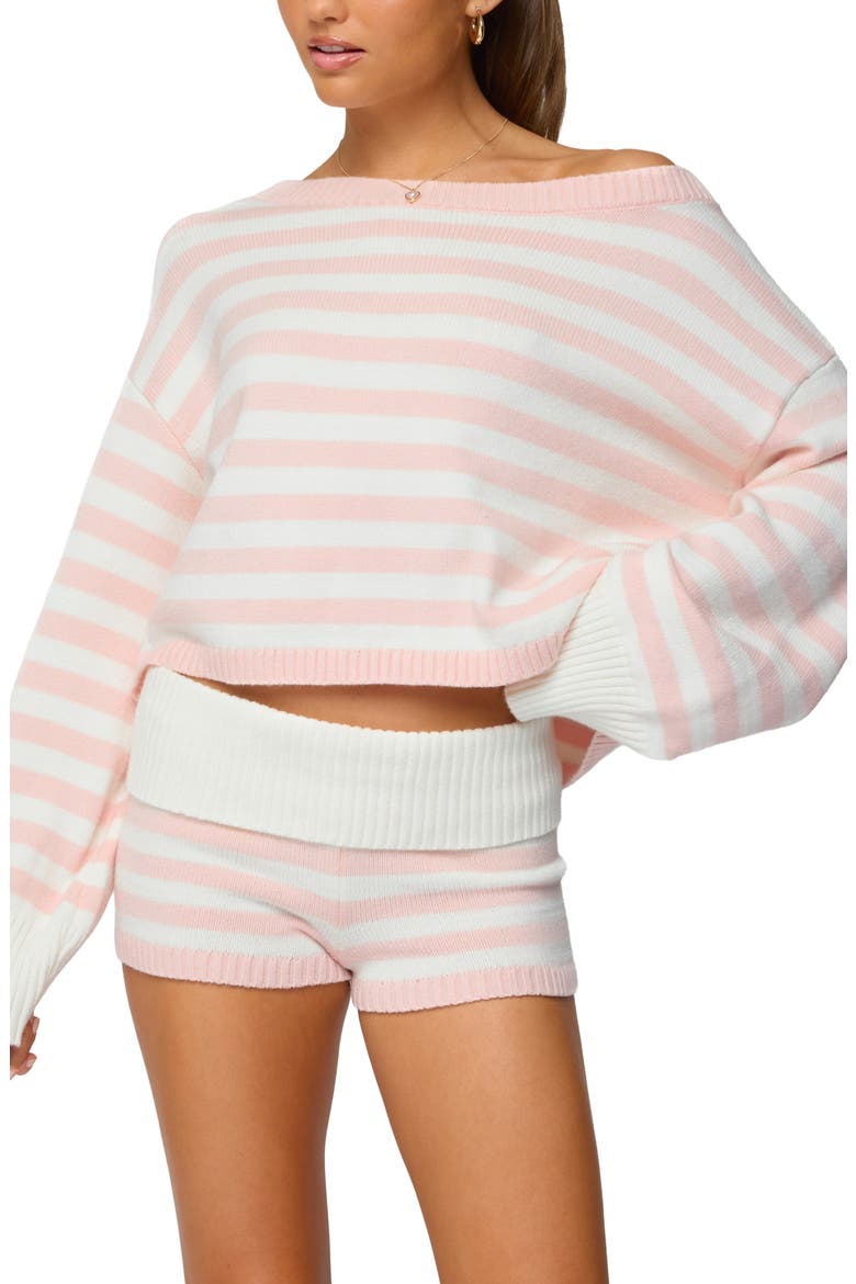 Saphi Stripe Oversize Long Sleeve Knit Top, Main, color, LIGHT-PINK-AND-CREAM