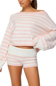 EDIKTED Saphi Stripe Oversize Long Sleeve Knit Top