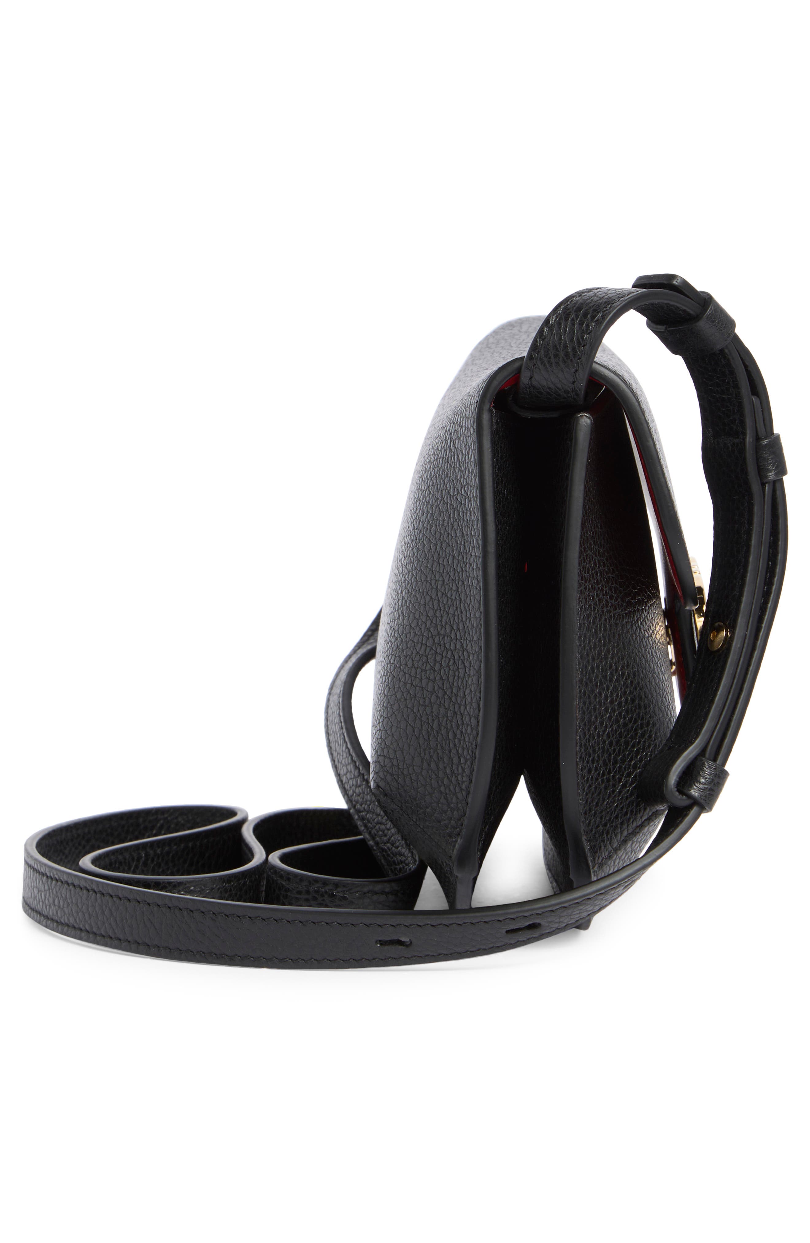 FERRAGAMO Lizzy Double Gancio Leather Crossbody Bag, Alternate, color, Nero/ Flame Red