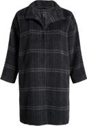 Eileen Fisher High Collar Plaid Coat