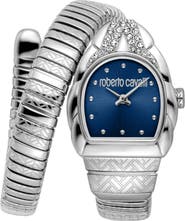 Roberto Cavalli Snake Wraparound Bracelet Watch, 25mm x 30mm
