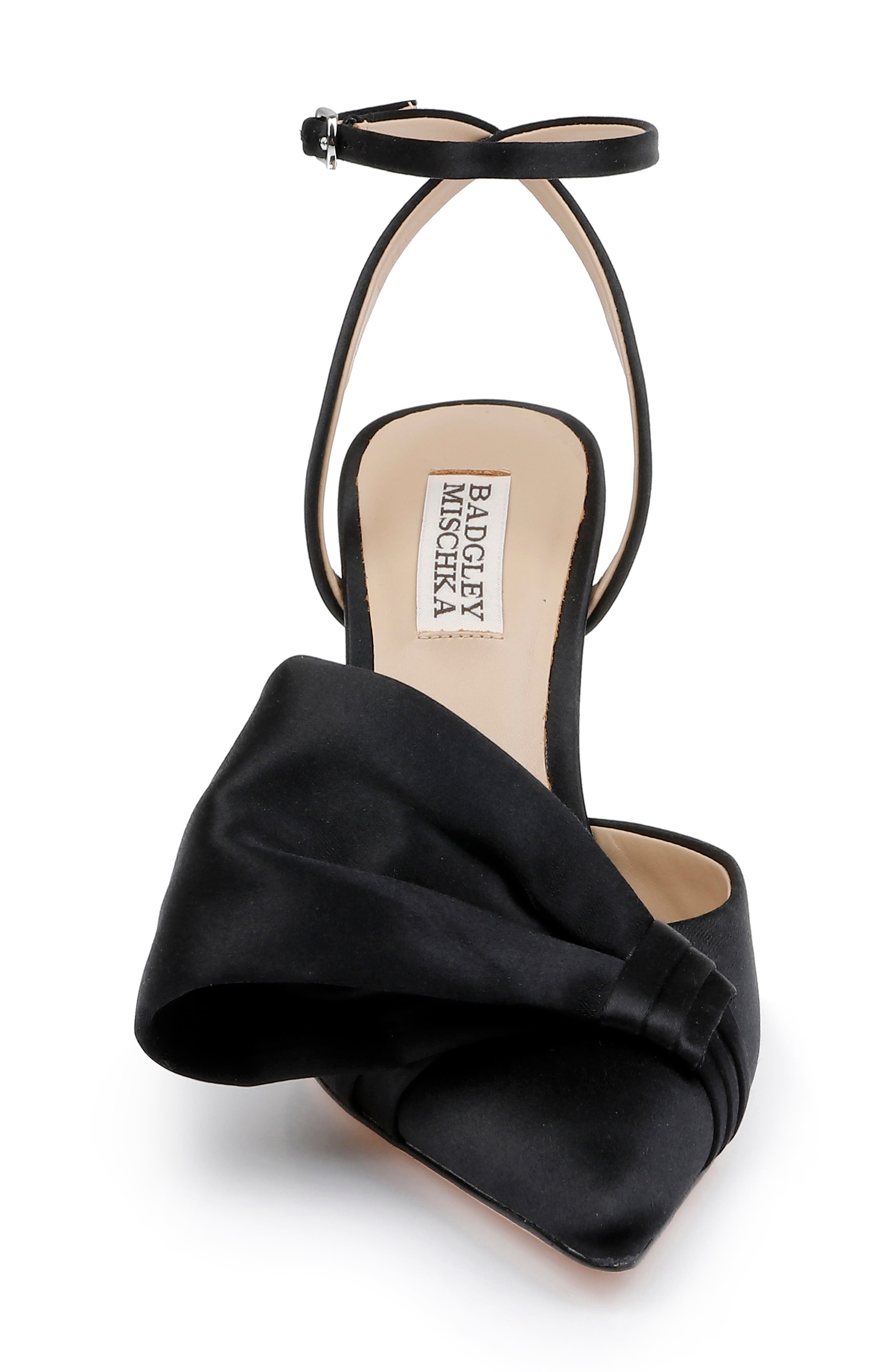 Badgley Mischka Collection Alease Ankle Strap Pointed Toe Pump, Alternate, color, Black Satin