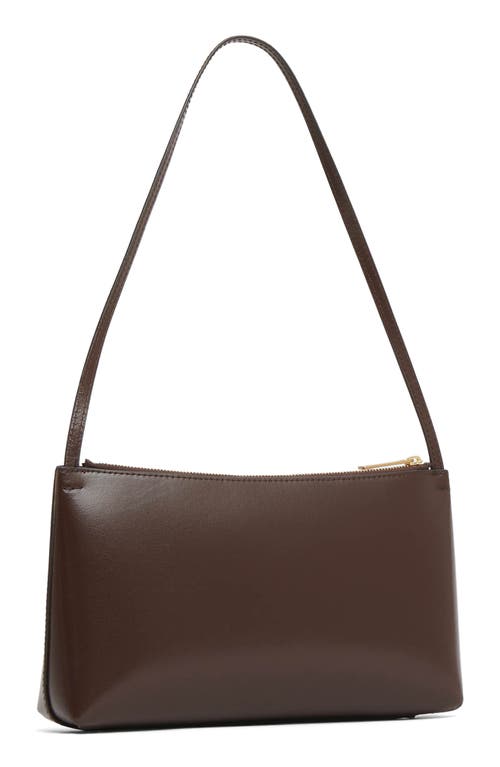 Shop Mansur Gavriel Gaia Leather Shoulder Bag In Chocolate/warm Grey