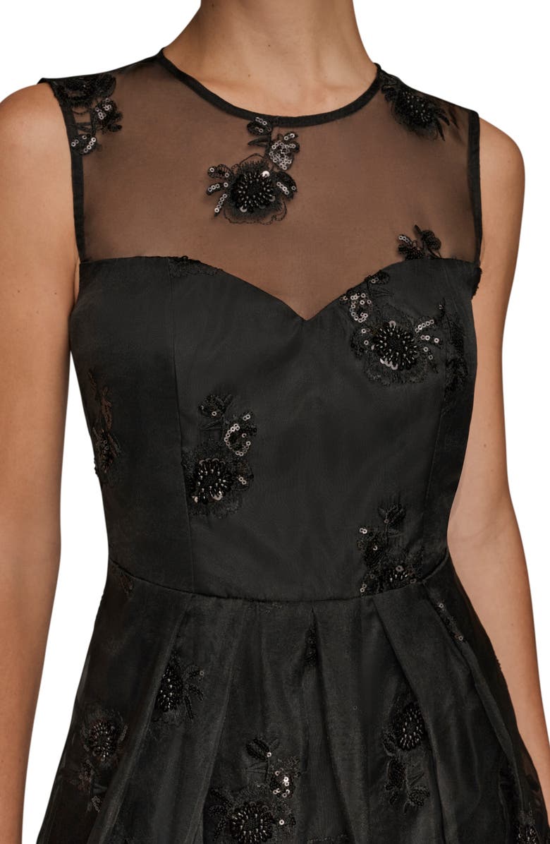 Donna Karan New York Sequin Mesh Sleeveless Midi Dress, Alternate, color, Black