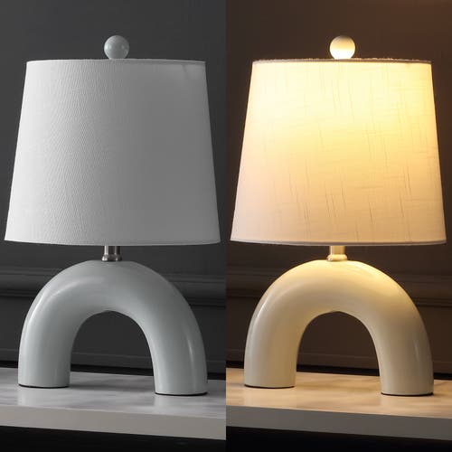 JONATHAN Y JONATHAN Y ZADIE 17.75" SCANDINAVIAN MINIMALIST CERAMIC ARCH LED TABLE LAMP