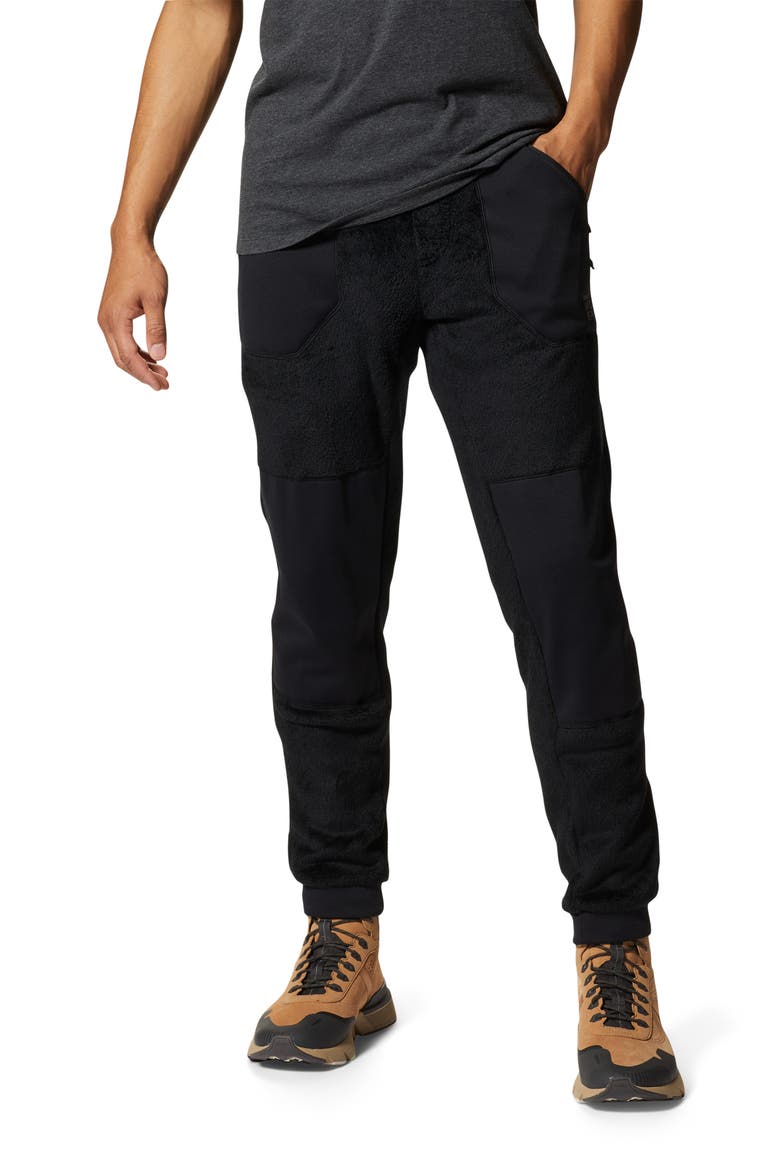 Polartec® High Loft Fleece Pants, Main, color, BLACK
