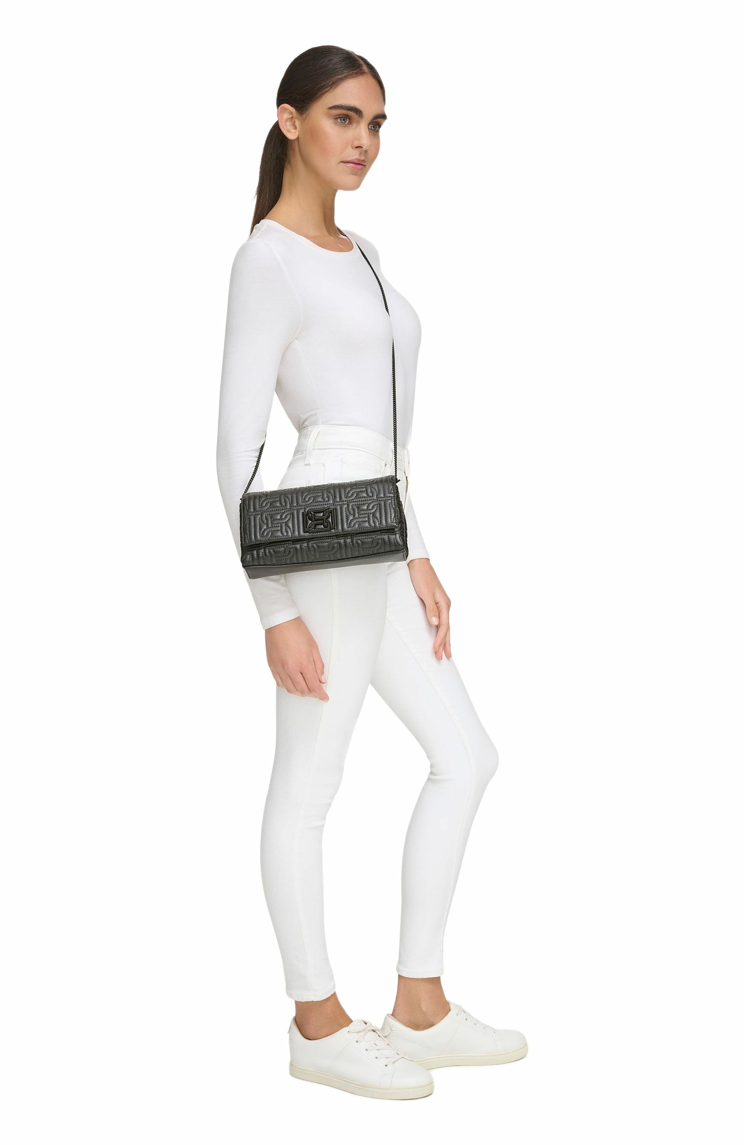 DKNY Delanie Clutch, Alternate, color, Blk/Black