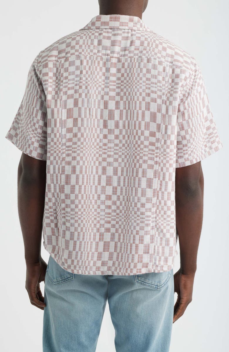 Corridor High Focus Moiré Print Cotton Camp Shirt, Alternate, color, Dusk