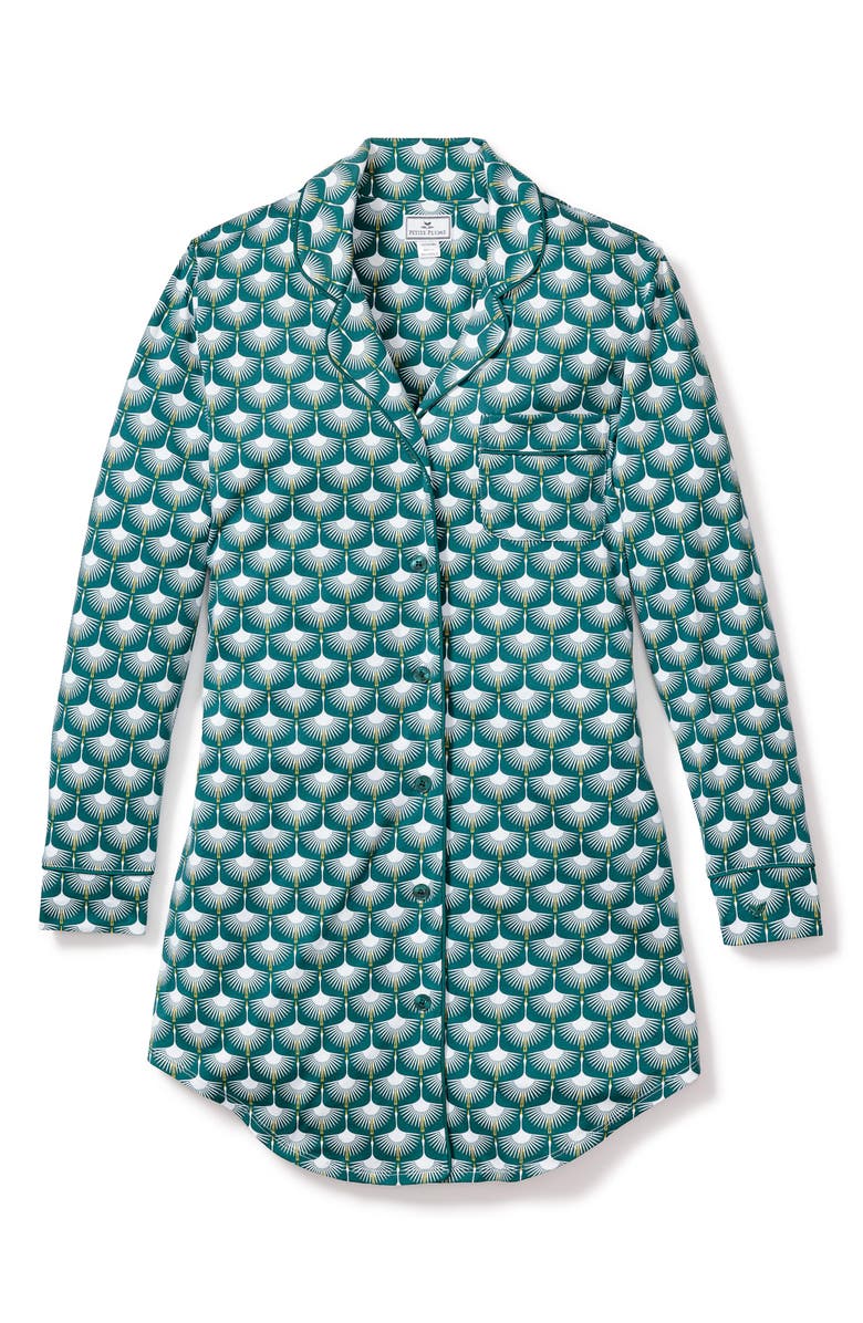 Petite Plume Sonnet of Swans Print Piped Pima Cotton Nightshirt, Alternate, color, 