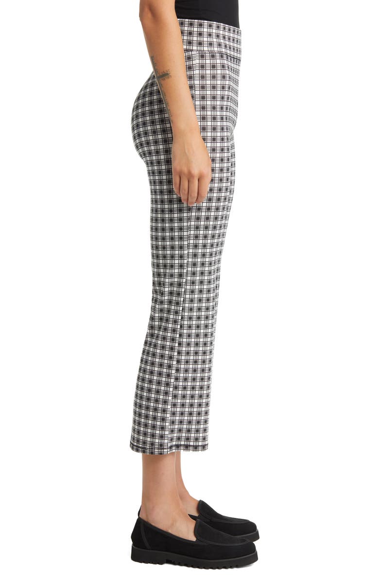 Hue Gingham Crop Flare Cotton Blend Leggings, Alternate, color,