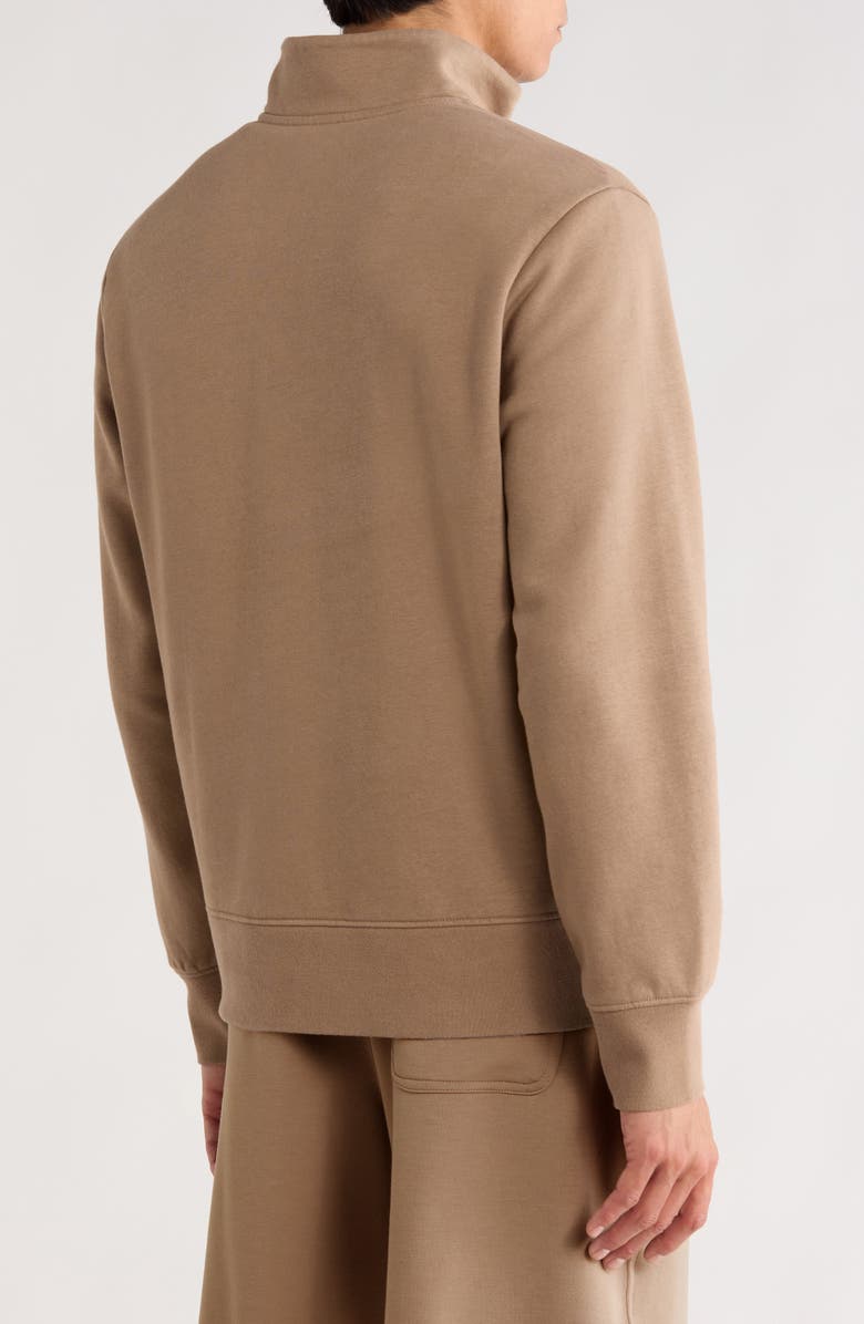 Zella Vital Fleece Quarter Zip Pullover, Alternate, color, Tan Fossil