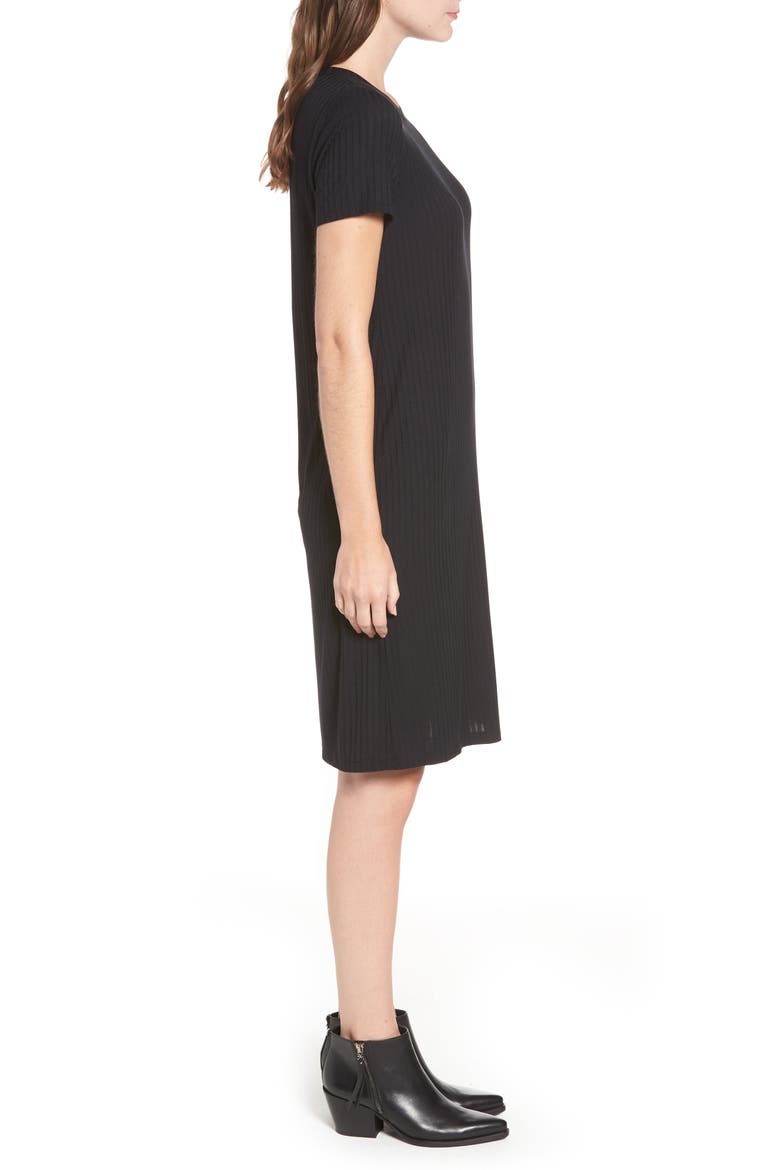Button-Up T-Shirt Dress, Alternate, color, BLACK