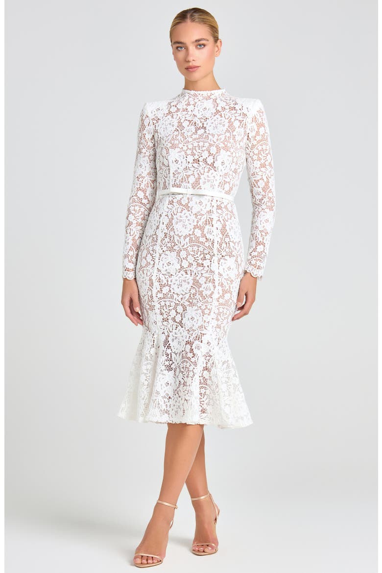 Juliette Long Sleeve Lace Cocktail Dress, Alternate, color, WHITE