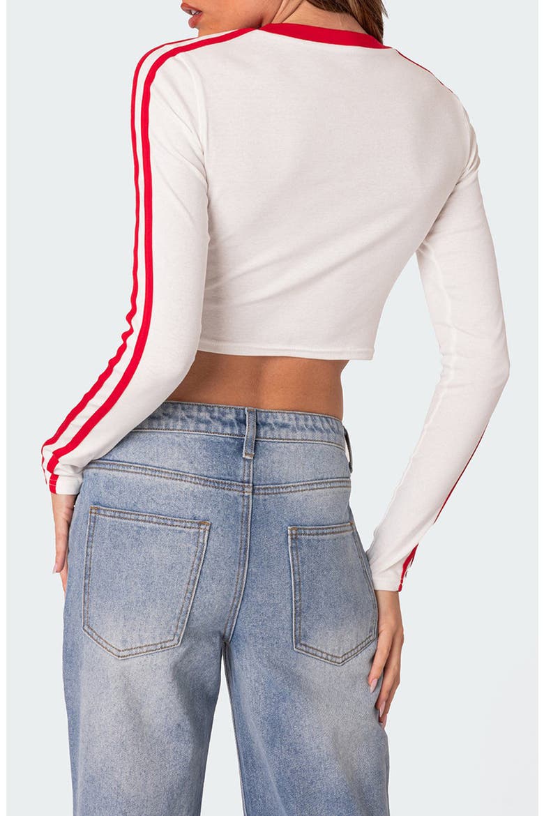 Cherry on Top Long Sleeve Crop Top, Alternate, color, WHITE