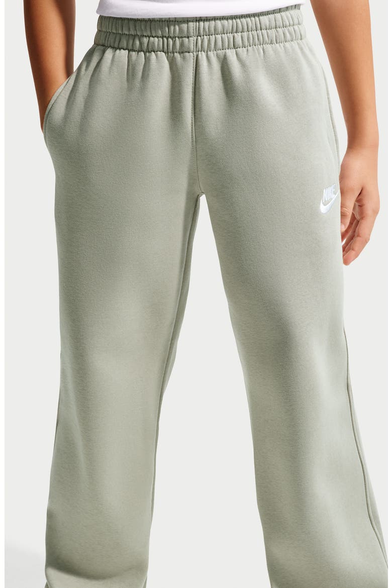 Kids' French Terry Wide Leg Pants, Alternate, color, SPRUCE FOG/ WHITE