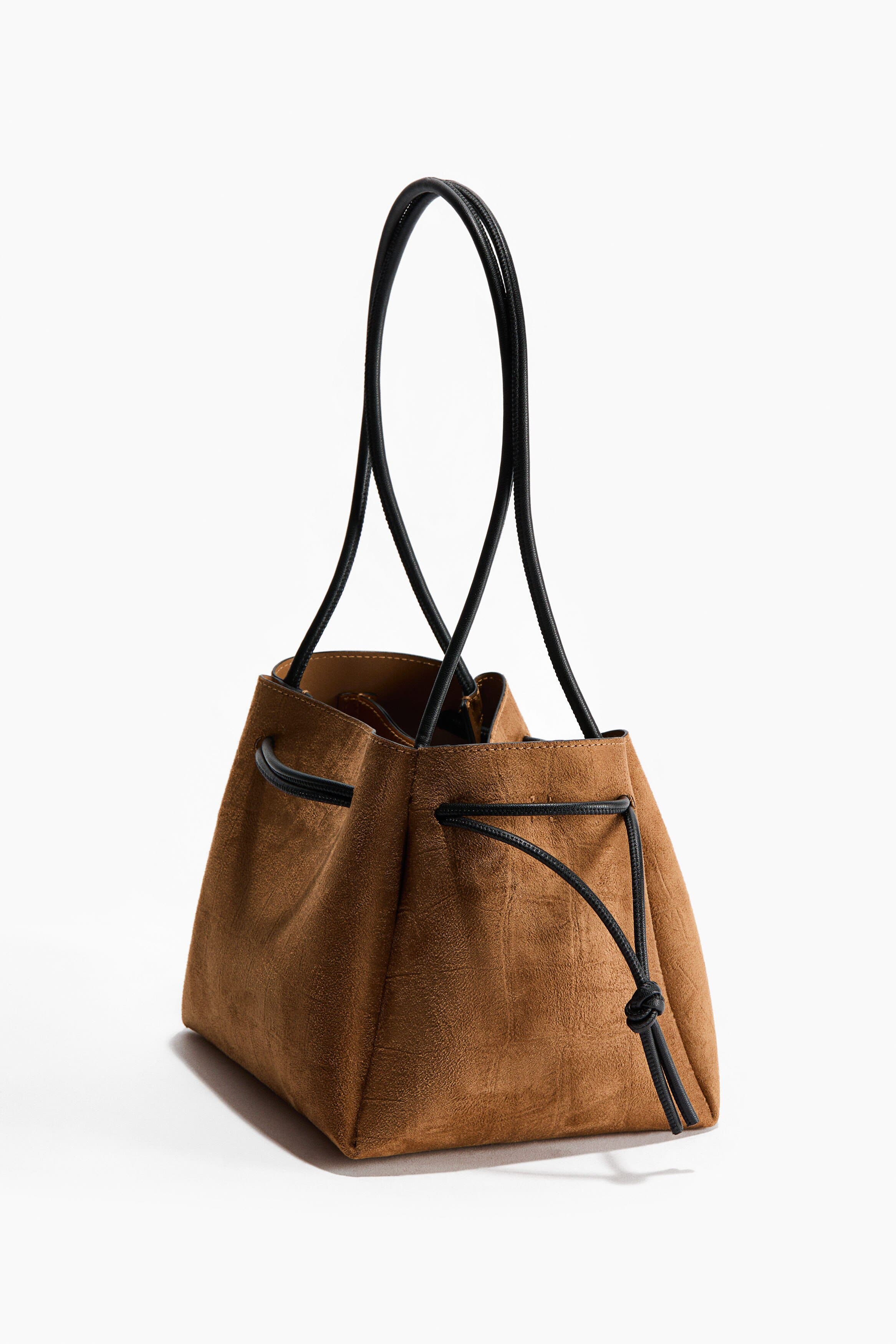 H&M Drawstring-detail Shoulder Bag, Alternate, color, Brown